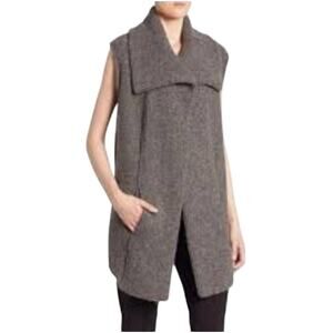 Brochu Walker Women's Gray Alpaca Blend Open Front Sleeveless Sweater Size Small